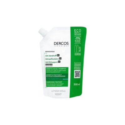 Vichy Dercos Shampoing Traitant Anti-Pelliculaire Cheveux Normaux à Gras Recharge 500 ml