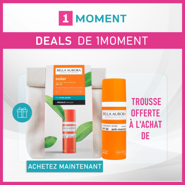 BELLA AURORA PACK GEL CREME SOLAIRE ANTI-TACHE PMG SPF50 50ML +TROUSSE OFFERTE