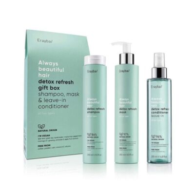 Erayba Abh/ detox refresh shampoo 250ml, Erayba Abh/ detox refresh mask 250ml, Erayba Abh/ detox refresh conditioner 200ml.