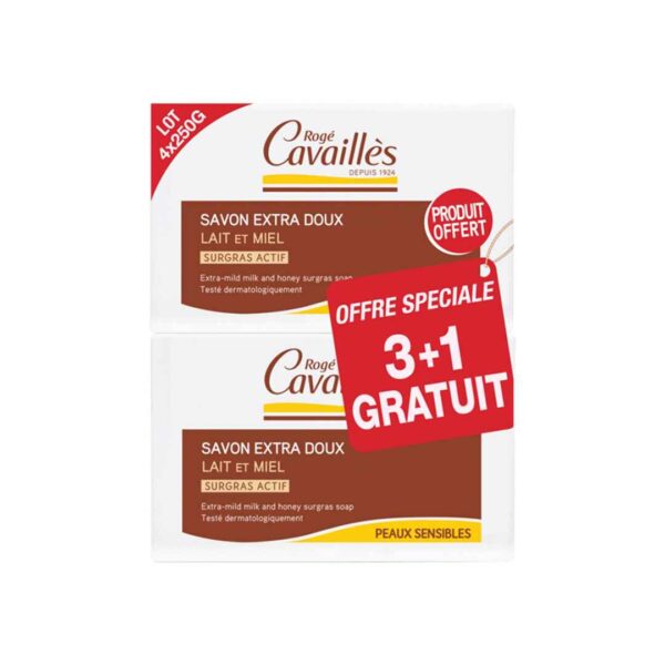 ROGE CAVAILLES – SAVON PARFUME LAIT ET MIEL 250G X2 +BOITE OFFERTE