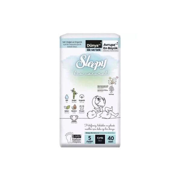 SLEEPY BIO NATURAL BAMBOU DIAPER DOUBLE JUMBO JUNIOR TAILLE 5 PAQUET DE 40
