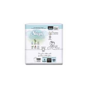 SLEEPY BIO NATURAL BAMBOU DIAPER DOUBLE JUMBO NOUVEAU NÉ TAILLE 1 PAQUET DE 64