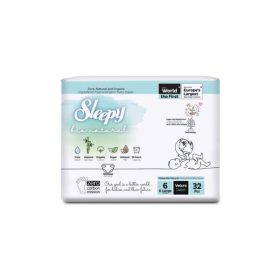 SLEEPY BIO NATURAL BAMBOU DIAPER DOUBLE JUMBO XL TAILLE 6 PAQUET DE 32