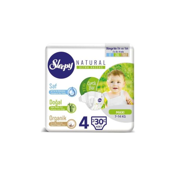 SLEEPY NATURAL BAMBOU JUMBO PACKAGE BABY DIAPER TAILLE 4 PAQUET DE 30